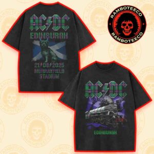AC/DC PWR UP World Tour Edinburgh Scotland 2025 Exclusive Tee At Murrayfield Stadium On Aug 21st 2025 Merch Print Washed T-Shirt