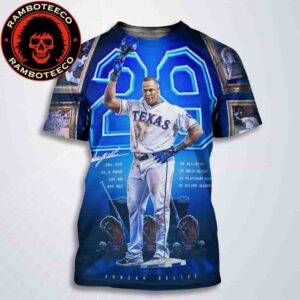Adrian Beltre Texas Rangers MLB 2025 National Baseball Hall Of Fame Third Baseman And Teammate Dedicated August 22nd 2025 All Over Print T-Shirt