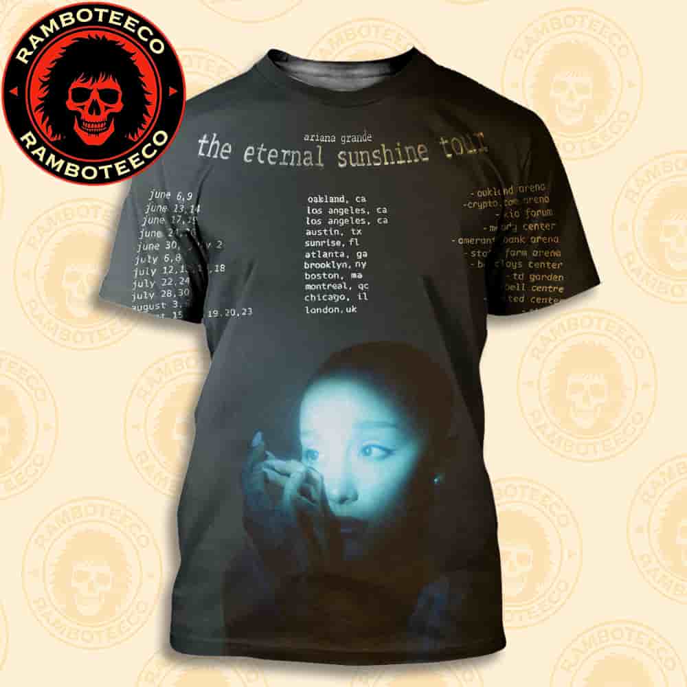 Ariana Grande The Eternal Sunshine North America And London Tour Dates List 2026 All Over Print T-Shirt Ariana Grande The Eternal Sunshine North America And London Tour Dates List 2026 All Over Print T-Shirt