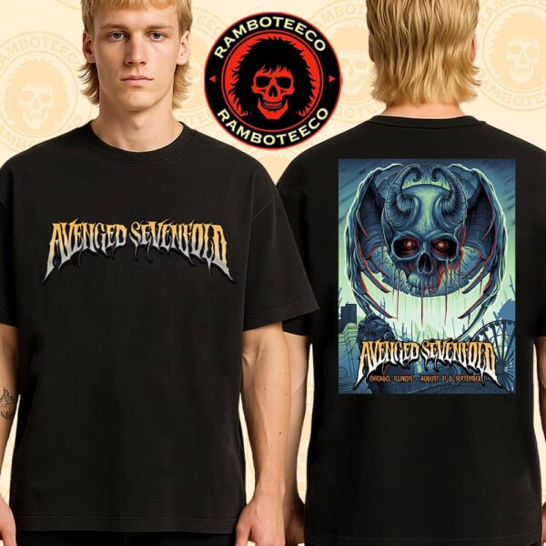 Avenged Sevenfold Concert Poster In Chicago IL On Aug 31st – Sept 1st At Soldier Field Merch Two Sided T-Shirt