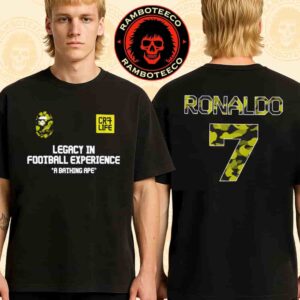 BAPE X CR7 Life Multi Logo Legacy In Football Experience A Bathing Ape Merch Two Sided T-Shirt