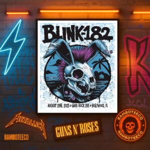Blink-182 Missionary Impossible 2025 Concert Poster In Hollywood FL On Aug 28th 2025 At Hard Rock Live Home Decor Poster Canvas