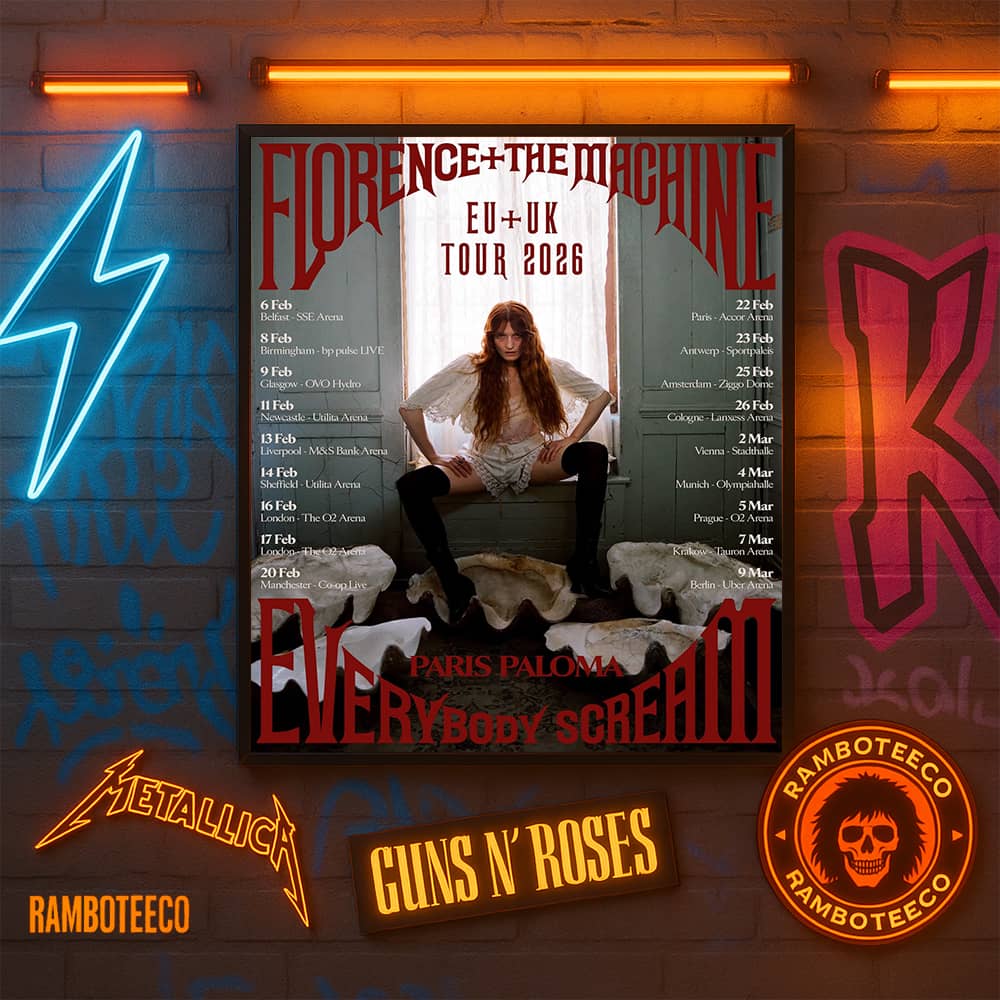 Florence And The Machine With Paris Paloma Everybody Scream EU UK Tour Dates List 2026 Home Decor Poster Canvas Florence And The Machine With Paris Paloma Everybody Scream EU UK Tour Dates List 2026 Home Decor Poster Canvas