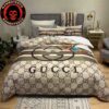 Gucci Bee Luxury And Fashion Logo Monogram Floral Duvet Cover For Bedroom Queen Bedding Set