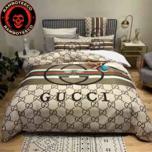 Gucci Bee Luxury And Fashion Logo Monogram Duvet Cover For Bedroom Queen Bedding Set
