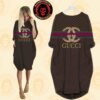 Gucci Cat With Black Background Iconic Logo Batwing Pocket Dress