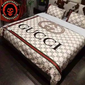 Gucci Luxury And Fashion Logo Monogram Comforter and Pillow Cover For Bedroom Queen Bedding Set