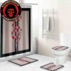 Gucci Dragonfly Black Background White Logo Monogram Bathroom Set Luxury Shower Curtain Bath Rug Home Decor