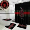 Gucci Snake Black Background Floral Print Bathroom Set Luxury Shower Curtain Bath Rug Home Decor