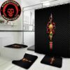 Gucci Snake Black Background Floral Print Bathroom Set Luxury Shower Curtain Bath Rug Home Decor