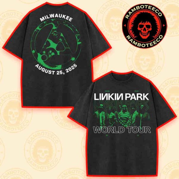 Linkin Park Milwaukee From Zero World Tour 2025 Exclusive Tee At Fiserv Forum On Aug 25 2025 Merch Washed T-Shirt