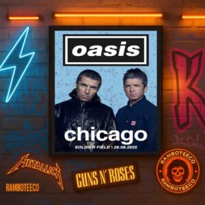 Oasis Live 25 World Tour Chicago IL 2025 Concert Poster At Soldier Field On Aug 28 2025 Home Decor Poster Canvas
