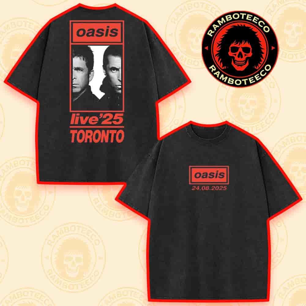 Oasis Toronto Live '25 World Tour 2025 Exclusive Tee At Rogers Stadium On Aug 24 2025 Merch Washed T-Shirt