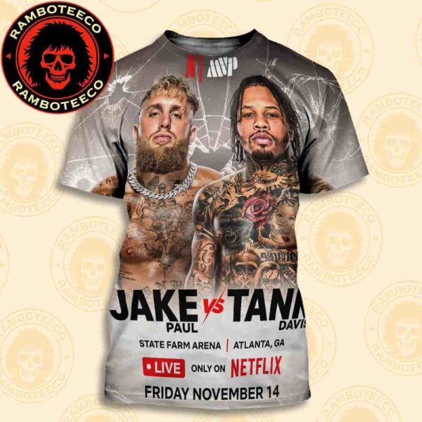 Official Poster Exhibition Bout Jake El Gallo Paul Vs Gervonta Tank Davis In Atlanta GA On November 14 2025 At State Farm Arena Live Stream Only On Netflix All Over Print T-Shirt