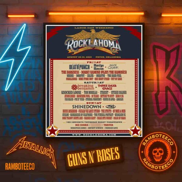 Rocklahoma Festival 2025 Labor Day Weekend At Catch The Fever Music Festival Grounds In Pryor Okalahoma On Aug 29-31 2025 Full Lineup Home Decor Poster Canvas