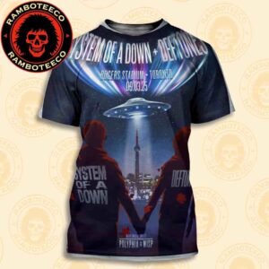 System Of A Down And Deftones With Polyphia And Wisp Concert Poster In Toronto Canada On Sept 3rd 2025 At Rogers Stadium All Over Print T-Shirt
