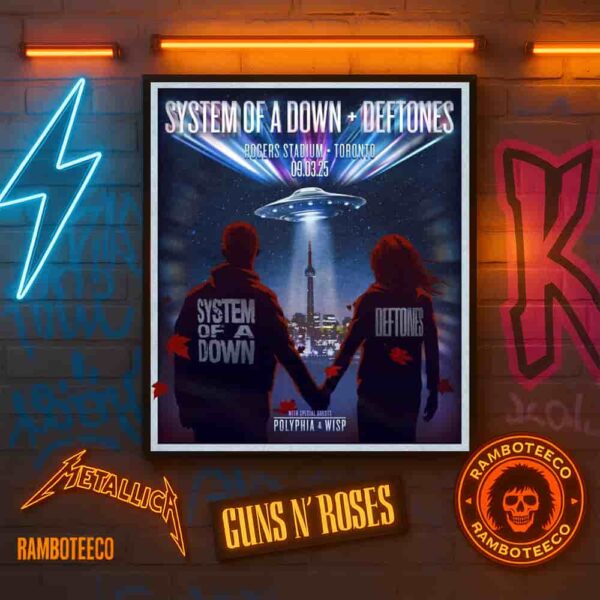 System Of A Down And Deftones With Polyphia And Wisp Concert Poster In Toronto Canada On Sept 3rd 2025 At Rogers Stadium Home Decor Poster Canvas