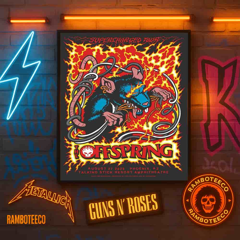 The Offspring Supercharged Worldwide In '25 Tour Phoenix AZ Concert Poster At Talking Stick Resort Amphitheatre On Aug 27 2025 Home Decor Poster Canvas The Offspring Supercharged Worldwide In '25 Tour Phoenix AZ Concert Poster At Talking Stick Resort Amphitheatre On Aug 27 2025 Home Decor Poster Canvas