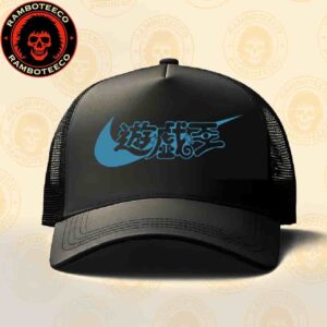 Yu-Gi-Oh x Nike Collection 2025 Merch Blue Eyes White Dragon Concept Classic Blue Trucker Hat-cap