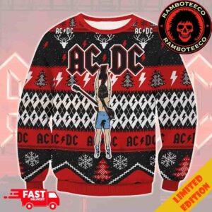 AC/DC Angus Young Hold Lightning Christmas Gift Xmas Ugly Sweater