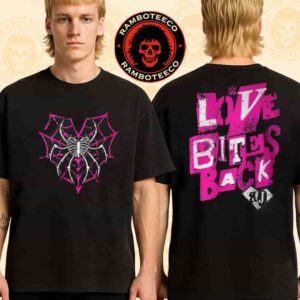 AJ Lee Back WWE Merch Love Bites Back Two Sided T-Shirt