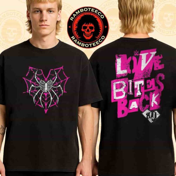AJ Lee Back WWE Merch Love Bites Back Two Sided T-Shirt