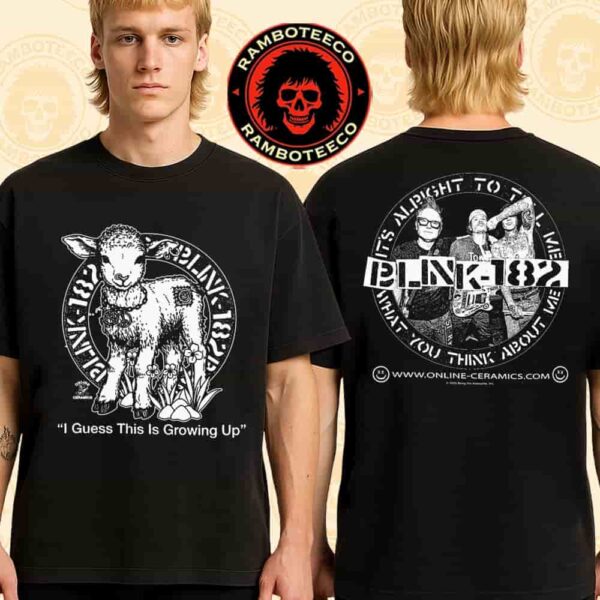 Blink-182 Missionary Impossible Tour 2025 Collection Merch I Guess This is Growing Up Print Two Sided T-Shirt