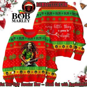 Bob Marley Every Little Things Is Gonna Be Alright Merry 2025 Christmas Ugly Sweater