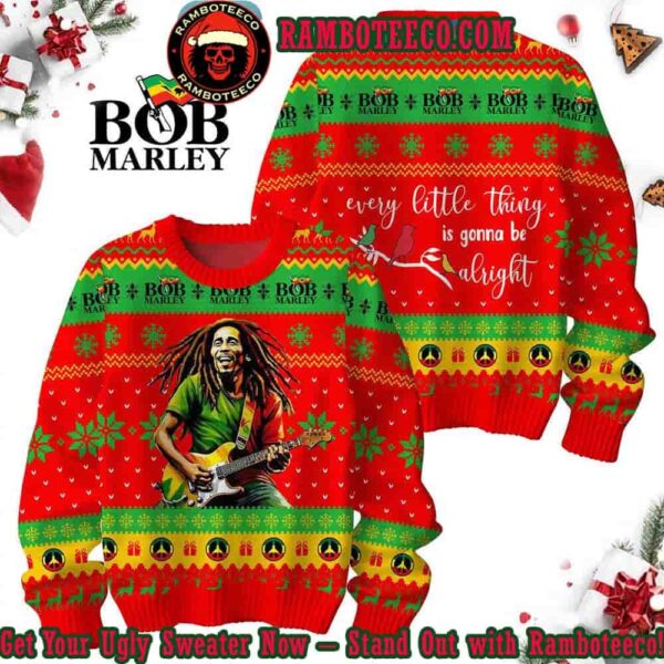 Bob Marley Every Little Things Is Gonna Be Alright Merry 2025 Christmas Ugly Sweater