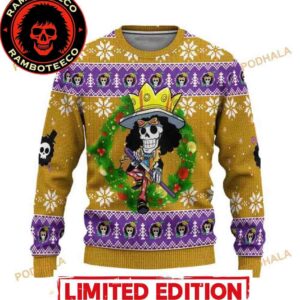 Brook One Piece Anime Xmas Snowflakes Pattern Best 2025 Christmas Ugly Sweater