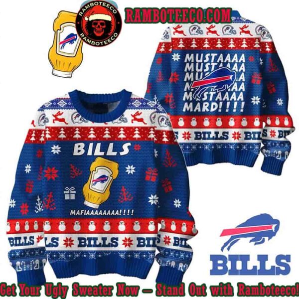 Buffalo Bills Mustard Bills Mafia Christmas Holidays Ugly Sweater
