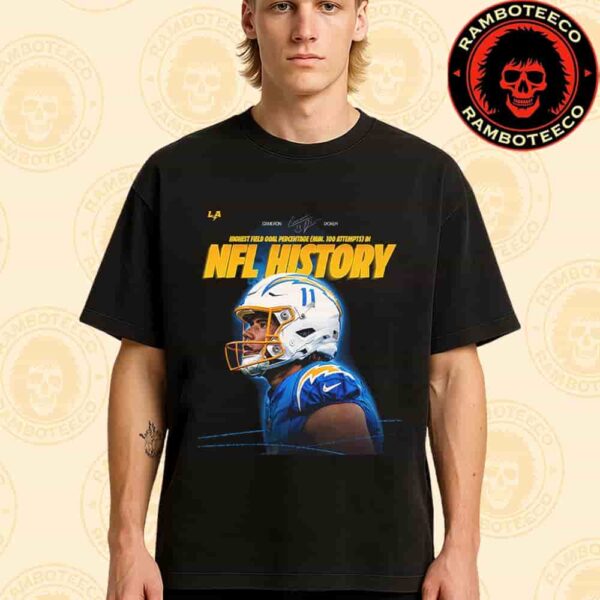 Cameron Dicker the Kicker Los Angeles Chargers Highest Field Goal Percentage In NFL History Merchandise Unisex T-Shirt