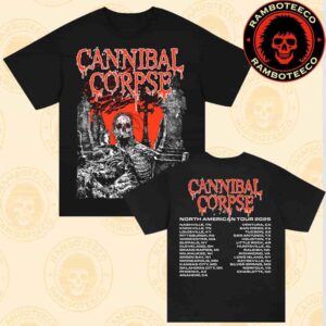 Cannibal Corpse North American Tour Dates List 2025 Official Merch Graveside Two Sided T-Shirt