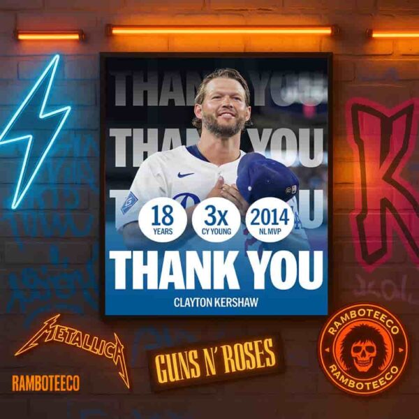 Clayton Kershaw Los Angeles Dodgers MLB  Announces Retire After 2025 Season Home Decor Poster Canvas