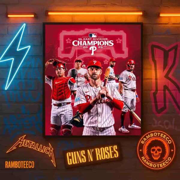 Congrats Philadelphia Phillies Back To Back Winner NL East Divison Champions 2025 Home Decor Poster Canvas
