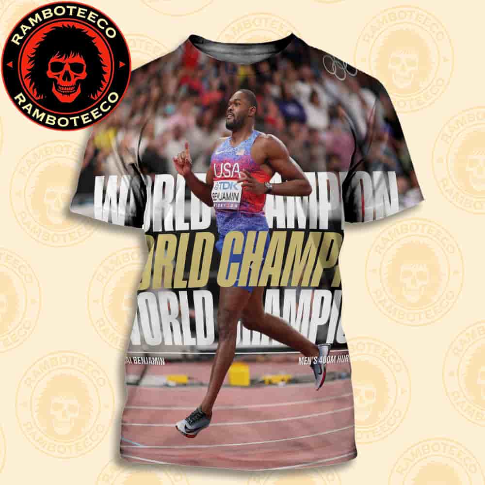 Congrats Rai Benjamin USA Team Winner World Athletics Championships Tokyo Men 400m Hurdles 2025 All Over Print T-Shirt