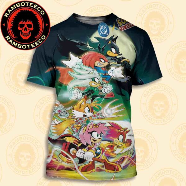 DC x Sonic the Hedgehog Happy Batman Day Celebrate Anniversary One Year Partnership All Over Print T-Shirt