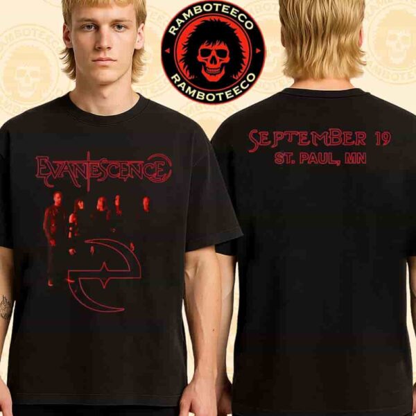 Evanescence 93X Family Reunion 2025 Event Tee In Saint Paul MN On Sept 19 2025 At Grand Casino Arena Merch Two Sided T-Shirt