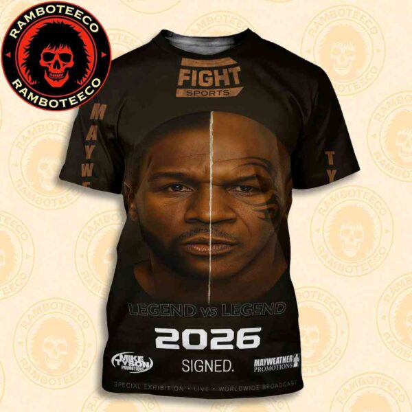 Floyd Mayweather Vs Mike Tyson Special Exhibition Fight Legend Vs Legend Spring 2026 All Over Print T-Shirt