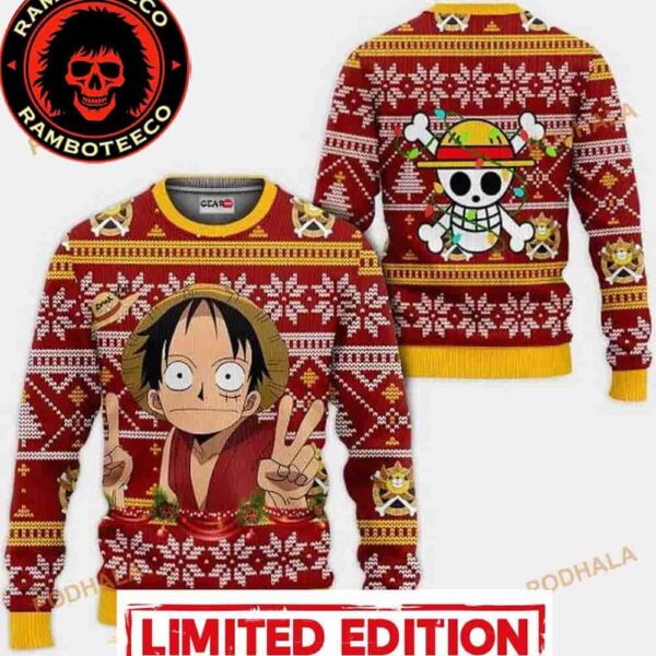 Funny Luffy One Piece Anime Xmas Ugly Christmas 2025 Sweater