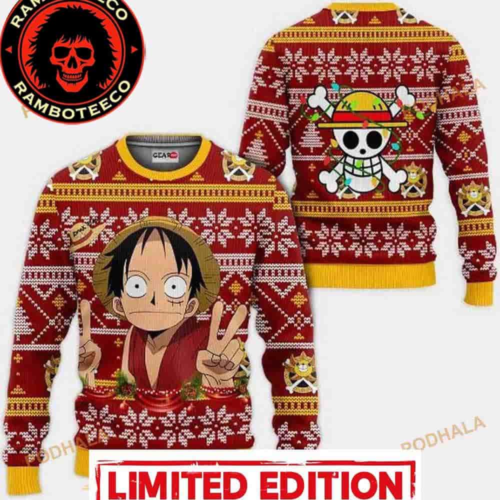 Funny Luffy One Piece Anime Xmas Ugly Christmas 2025 Sweater Funny Luffy One Piece Anime Xmas Ugly Christmas 2025 Sweater
