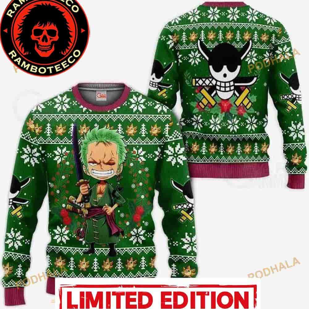 Funny Zoro Anime One Piece Best Gift Snowflakes Pattern 2025 Christmas Ugly Sweater Funny Zoro Anime One Piece Best Gift Snowflakes Pattern 2025 Christmas Ugly Sweater
