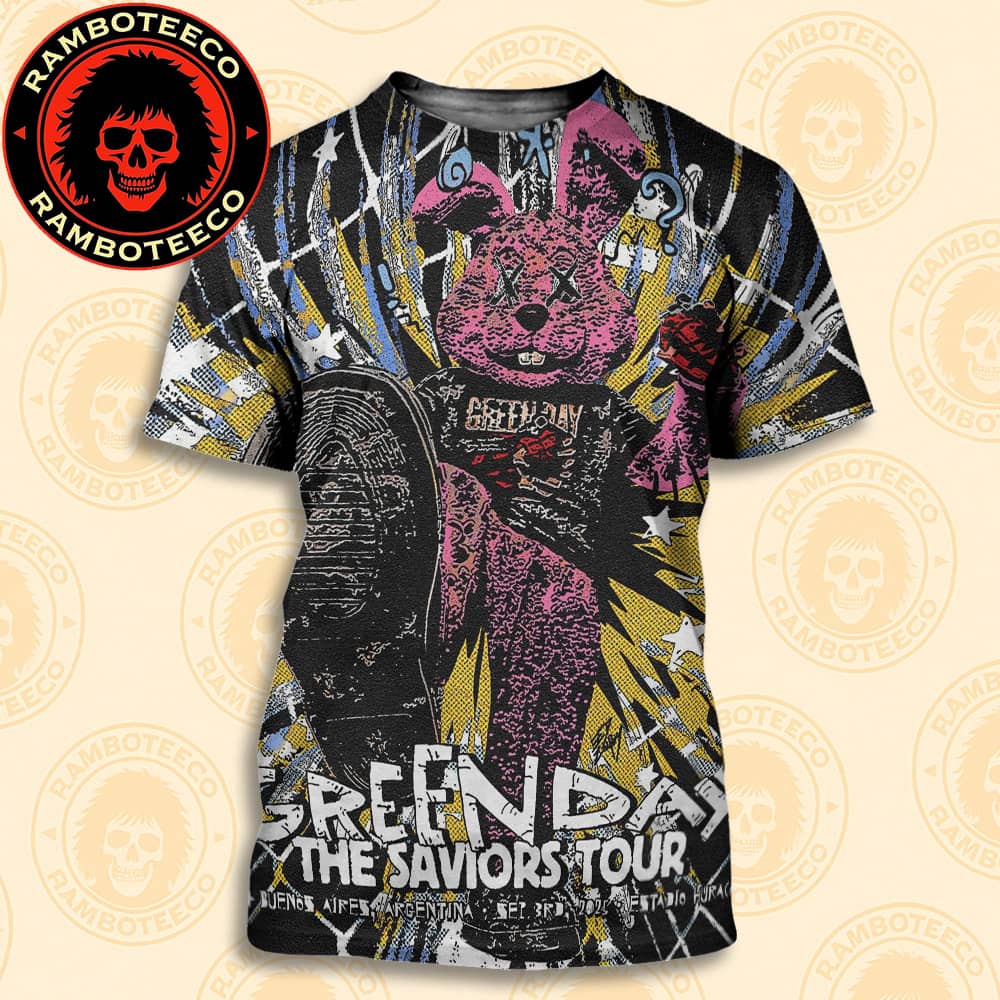 Green Day The Saviors Tour 2025 Concert Potser In Buenos Aires Argentina Sept 3rd 2025 At Estadio Huracan All Over Print T-Shirt Green Day The Saviors Tour 2025 Concert Potser In Buenos Aires Argentina Sept 3rd 2025 At Estadio Huracan All Over Print T-Shirt