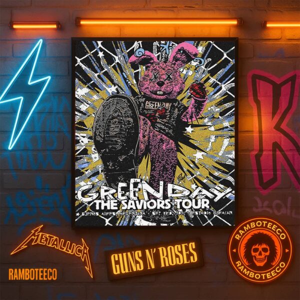 Green Day The Saviors Tour 2025 Concert Potser In Buenos Aires Argentina Sept 3rd 2025 At Estadio Huracan Home Decor Poster Canvas