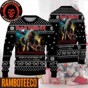 Iron Maiden Run For Your Lives World Tour 2025-2026 OG Merchandise Eddie With Axe Chirstmas Gifts 2025 Xmas For Family And Friends Ugly Sweater