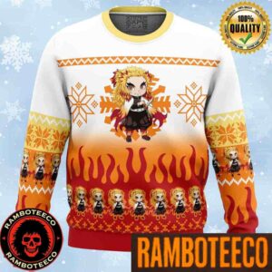 Kyojuro Rengoku Chibi Demon Slayer Anime Ape Chirstmas Gifts 2025 Xmas For Family And Friends Ugly Sweater