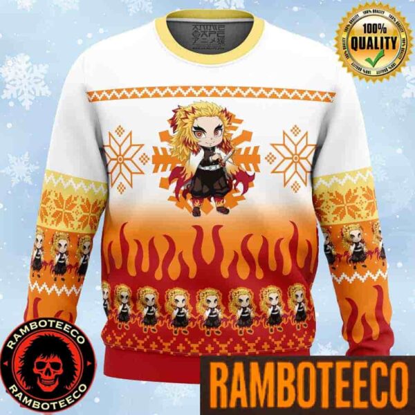 Kyojuro Rengoku Chibi Demon Slayer Anime Ape Chirstmas Gifts 2025 Xmas For Family And Friends Ugly Sweater