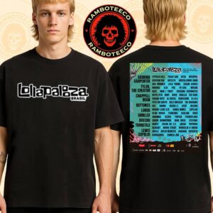 Lollapalooza South America Music Festival Brazil 2026 Lineup Poster At Autodromo de Interlagos Sao Paulo On 20,21,22 Mar 2026 Merch Two Sided T-Shirt