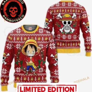 Luffy One Piece Anime Xmas Holiday 2025 Ugly Christmas Sweater