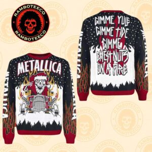 Metallica Santa Gimme Yule Gimme Tide Chest Nuts On A Fire Chirstmas Gifts 2025 Xmas For Family And Friends Ugly Sweater
